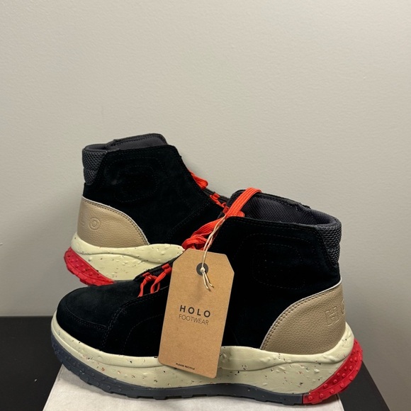 HOLO Stylish Black, red and Tan high top Men's Sneakers, Size 10, NWT - Picture 2 of 11